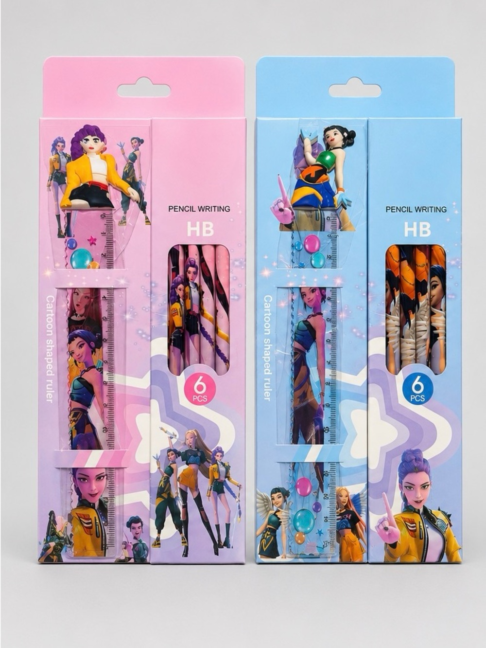 KPOP Demon Hunters Pencil & Stationery Set 6 PCS | Rumi, Zoey & Mira 2pack